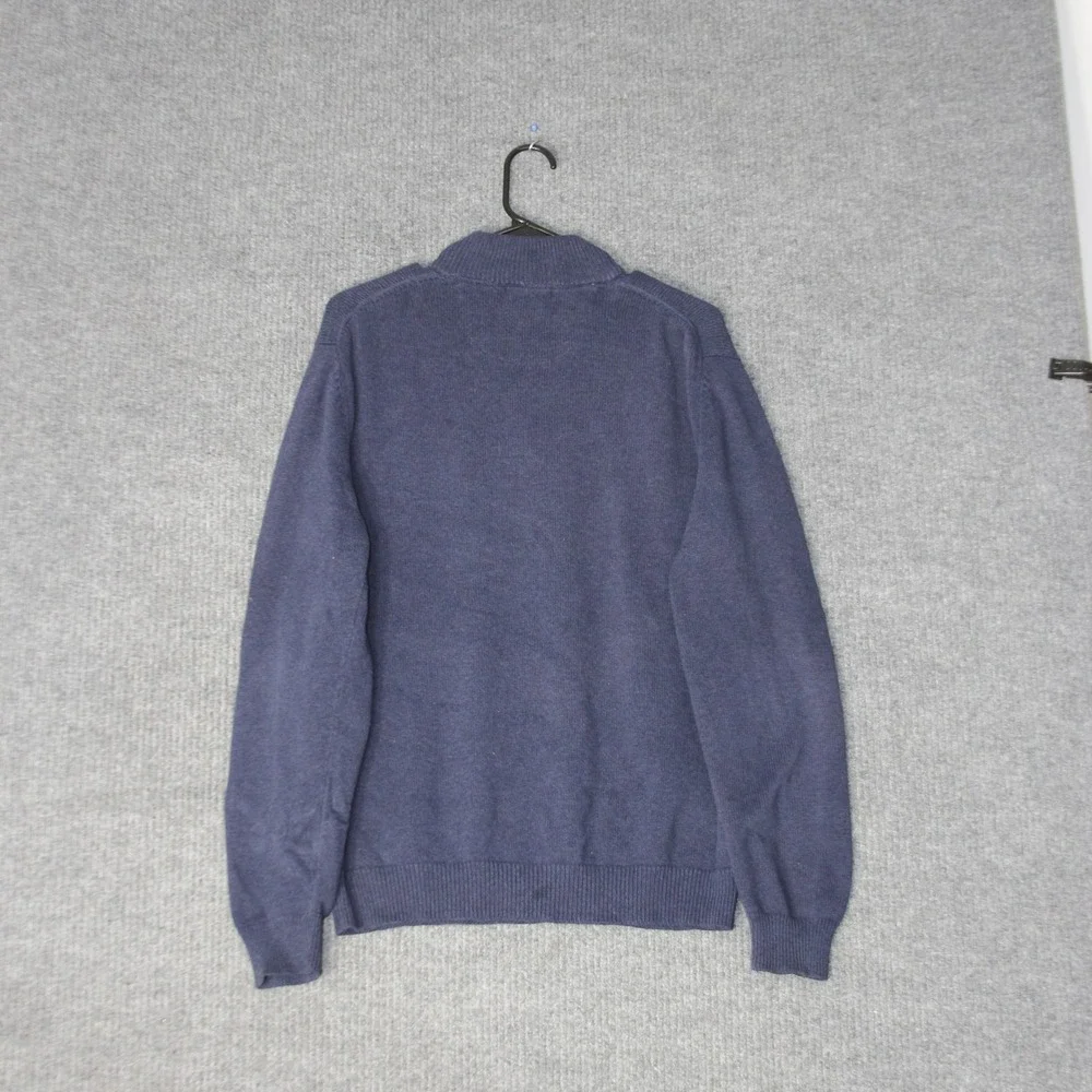 Grayson &‎ Dunn Sweater Mens L Blue Mock Neck Button Pullover Cotton Knit